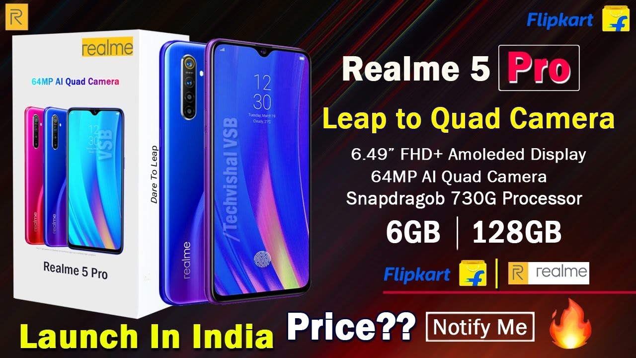 Realme 5 Pro - Price, Full Specifications, 48MP AI Quad Camera, SD 712 | Realme 5 Pro Launch Date