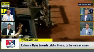 🐿️ The Richmond Flying Squirrels' catcher lives up to the team nickname with this grab 👏 screenshot 3