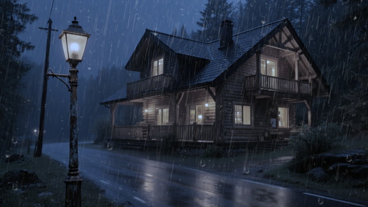 Cozy Forest Cabin Rain Sounds at Night – Heavy Rain and Thunderstorm ...