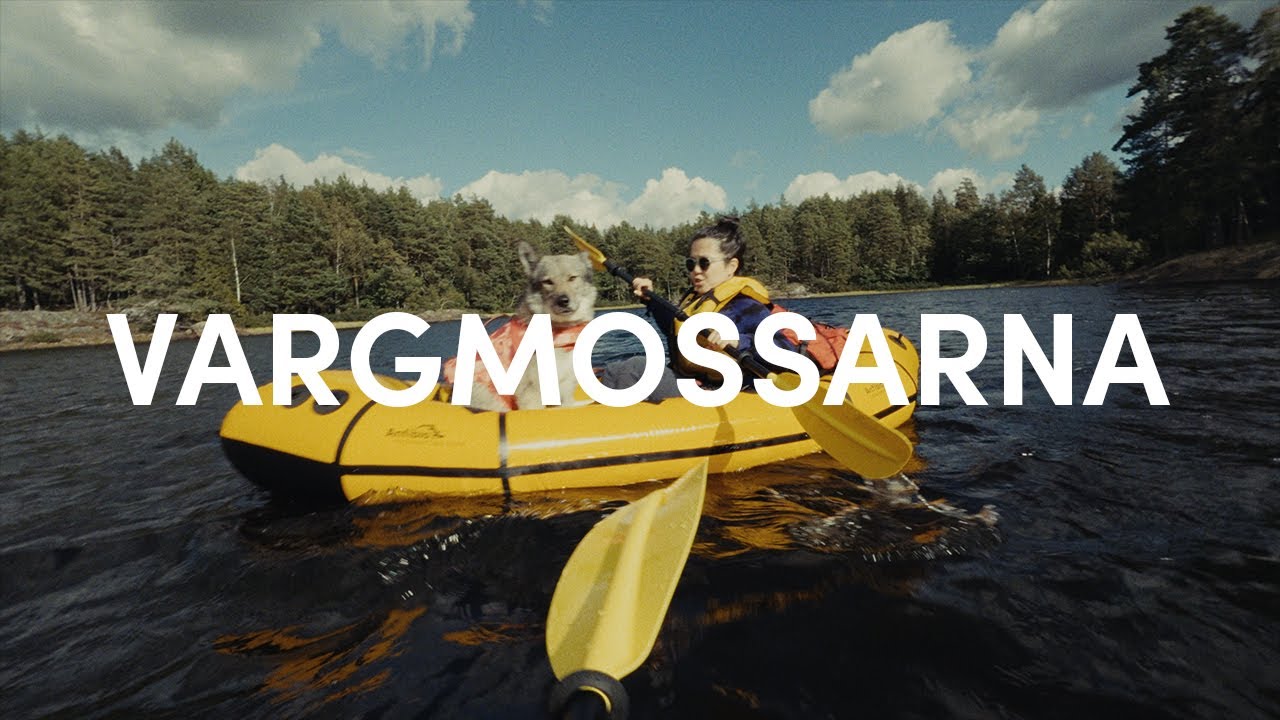 First time packrafting with Tamaskan dog in Swedish lake!