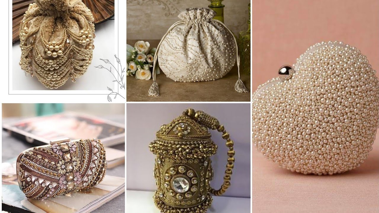 Rutba Peach Gold Designer Pearl Work Indian Bridal Clutch Bag, Evening Purse,  Indian Pakistani Jewelry - Etsy