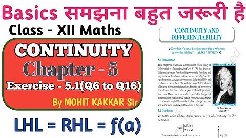Exercise - 5.1 (Q6 to Q16) Continuity & Differentiability Chapter 5 Class 12th NCERT SOLUTIONS