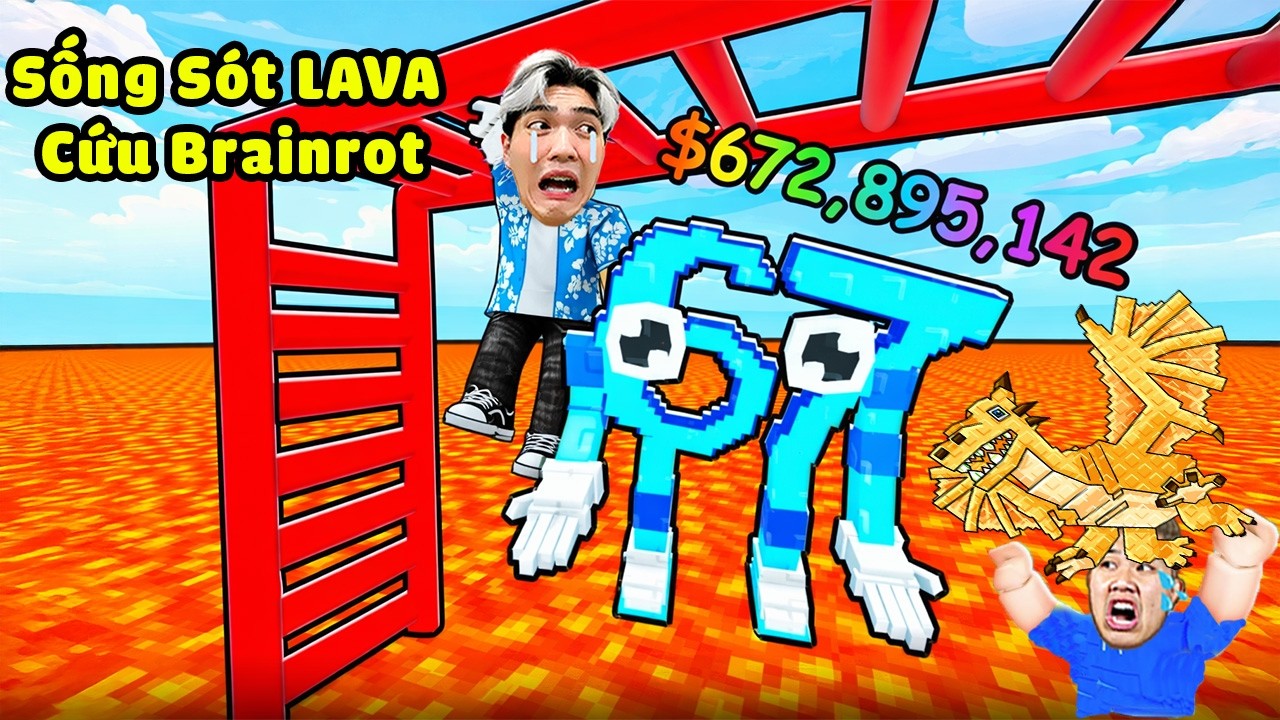 Huy Lơ 24H Phá Đảo Sống Sót Khỏi LAVA Giải Cứu Brainrot SECRET Trong Roblox ?