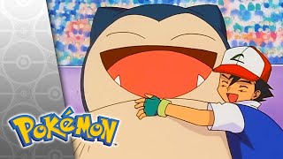Ash And Snorlax Prepare To Battle Feraligatr Pokémon Johto League Champions