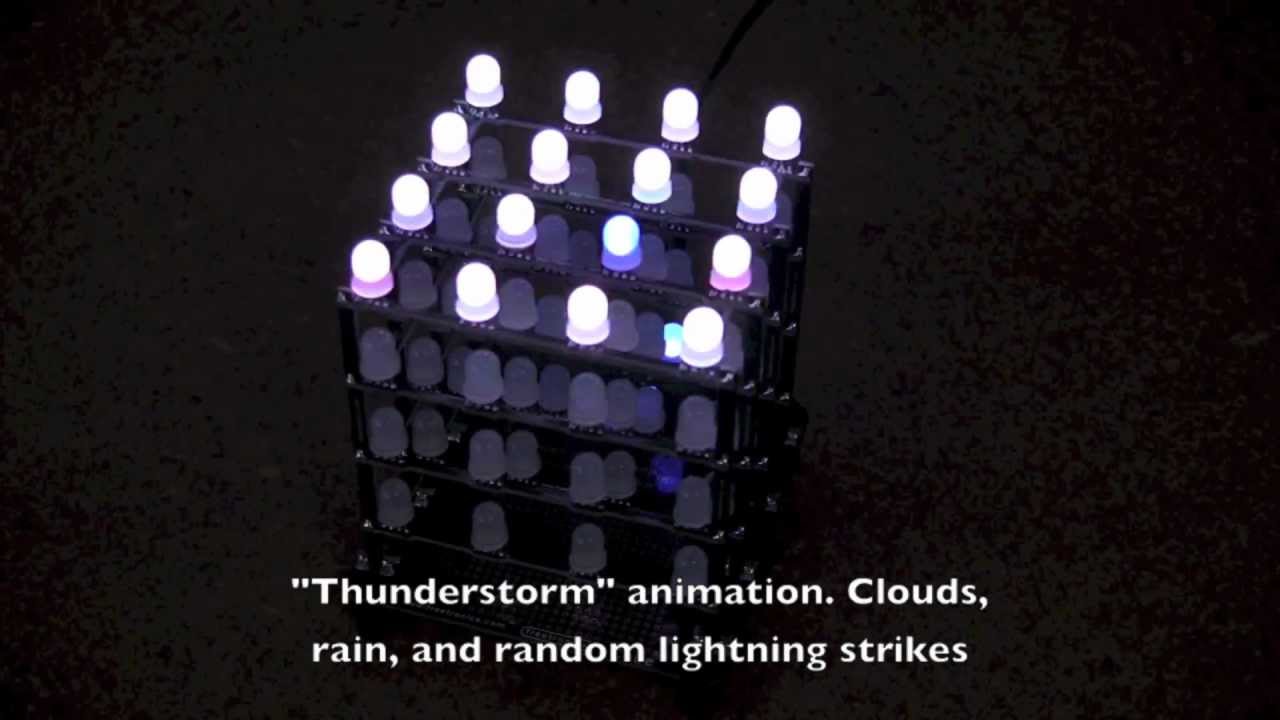 4x4x4 RGB LED Cube Patterns - YouTube