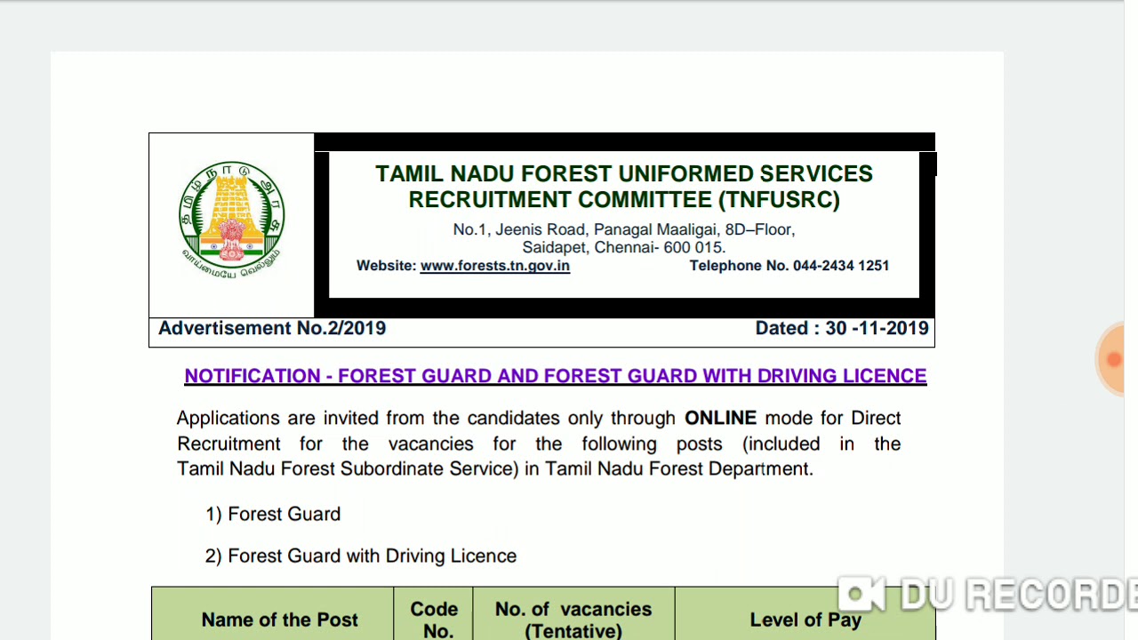 Forest Guard and Driving License Notification 2020.