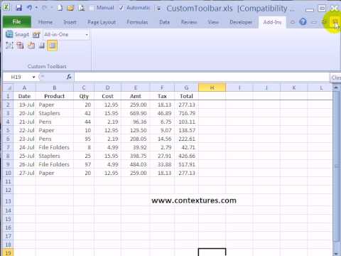 excel add ins tab