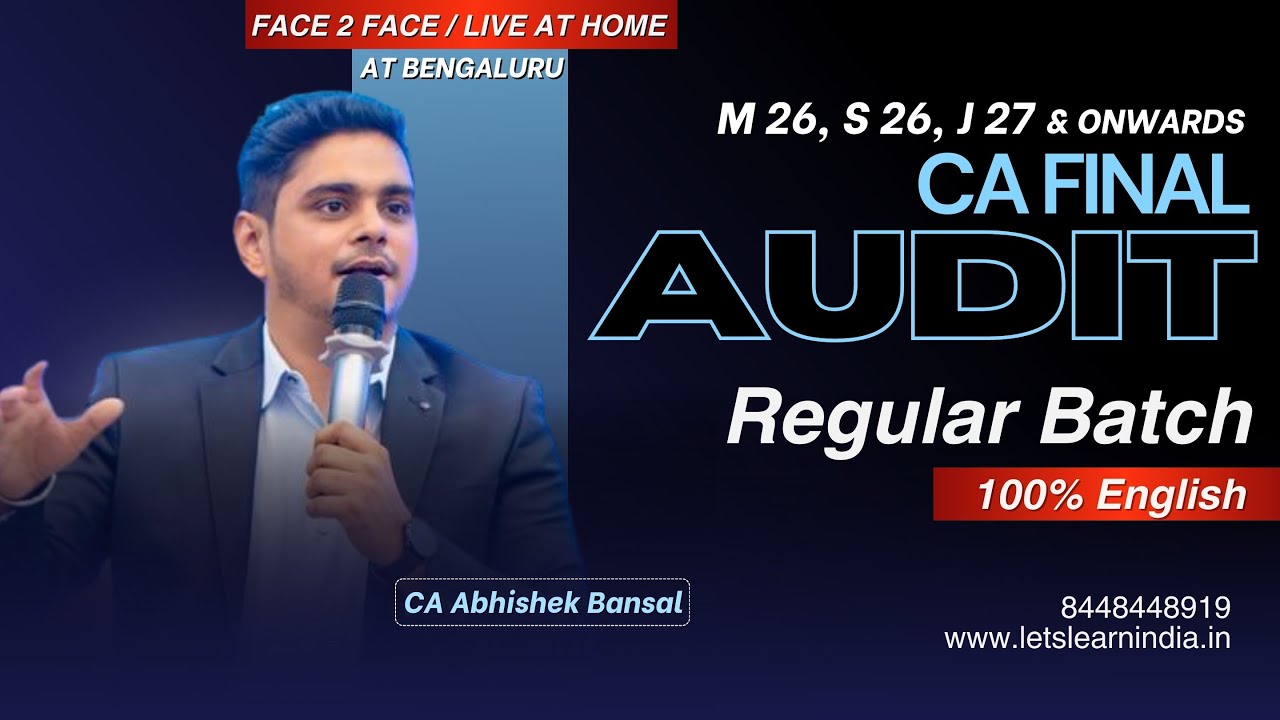 CA Final | Audit | New Batch Announcement | 100% English | May 2026 ...