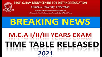 PGRRCDE EXAMS 2021|| MCA YEAR WISE EXAMS|| I/II/III YEARS TIME TABLE RELEASED 2021||