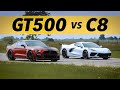 C8 Corvette vs GT500 Mustang | Drag & Roll-on Racing Comparison