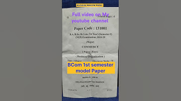 Business organisation New model paper 2025 Bcom 1st semester #commerce #bcom #exam #2024