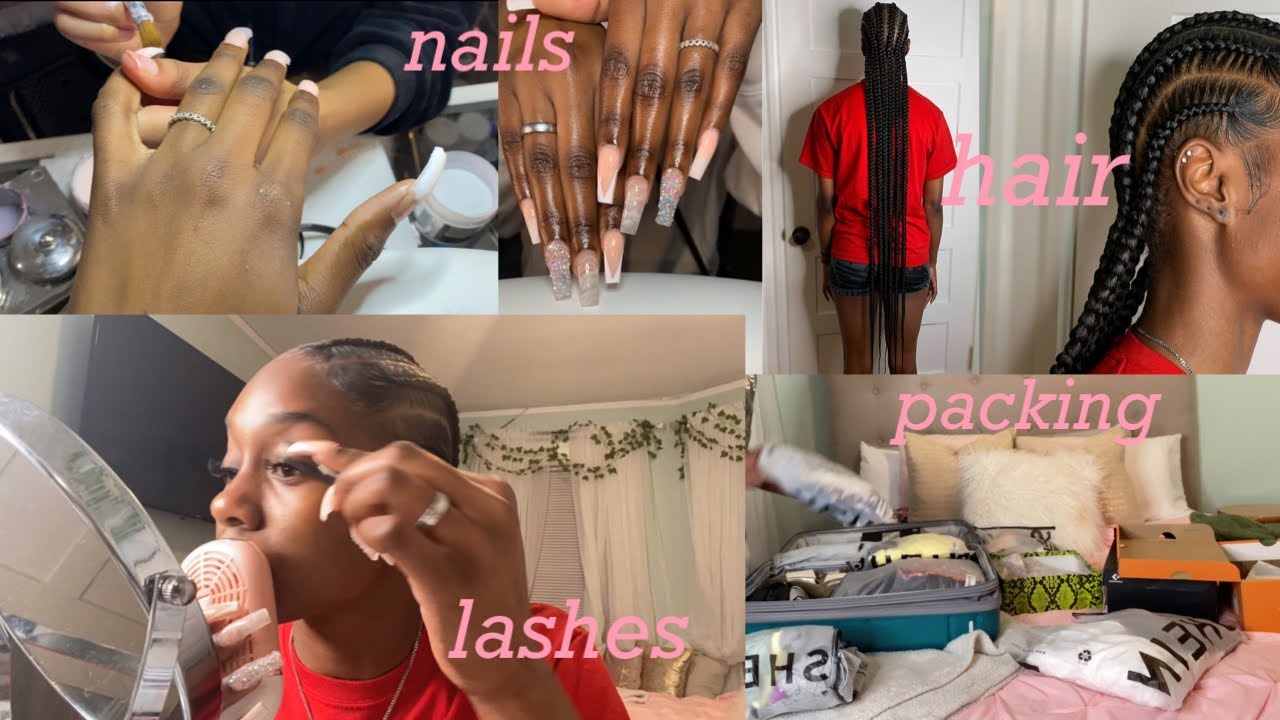 Prepare With Me For Vacation|nails,lashes,hair,pack with me (I stayed up for 24hrs) |TrinitySarai 💞
