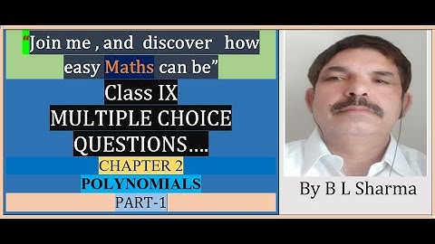 "Class 9 Maths MCQs | Chapter 2 Polynomials | PART-1