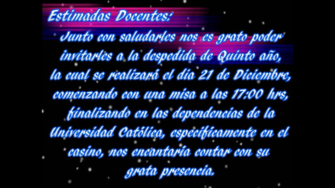 Carta De Despedida De Quinto AÃ±o Secundaria u Carta De