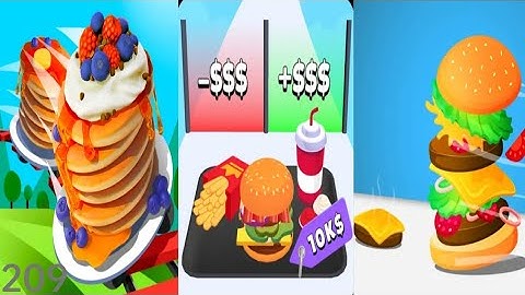 Pancake Run vs Fast Food Run vs Burger Run - Triple Gameplay 209 (Android/iOS).