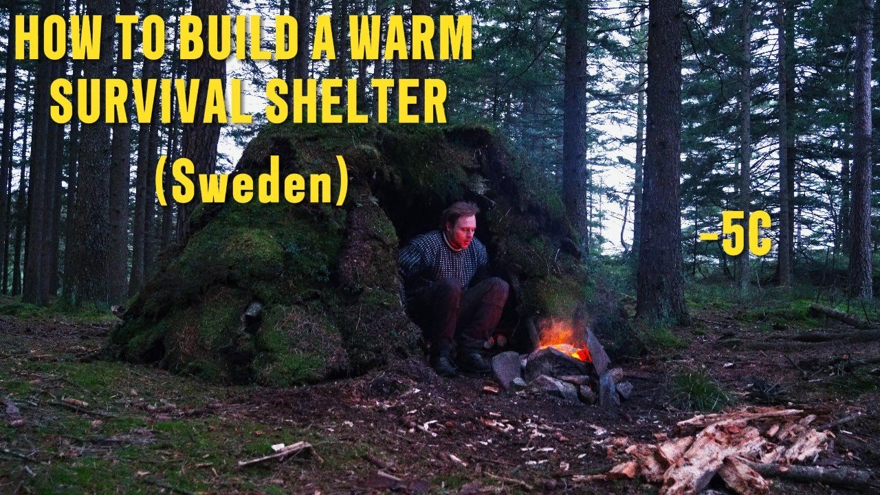 SOLO Winter Camping in Primitive Shelter - YouTube