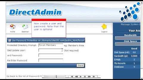 Password protecting a directory in Direct Admin