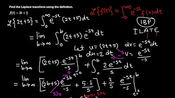Diff Eqn: Finding Laplace transform using definition example 2/6