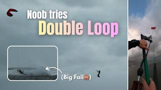 Average Kitesurfer tries DOUBLE KITELOOP !!! (Big Crash💥) / KiteVlog