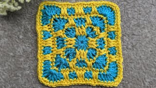 Crochet Mosaic Granny Square @crochetbits