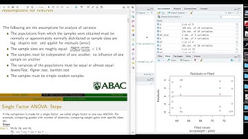 Introduction to Biostatistics: One way ANOVA Assumptions using R