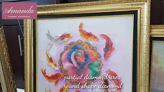 Lukisan diamond painting finish dan bingkai 9 fish fengshui