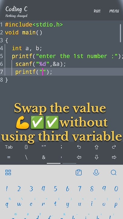 Swap the number😂 without using 3rd variable #coding #learncoding # ...