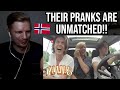 Reaction to ylvis  electric car with a train horn prank