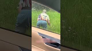 Man picking flowers falls into door #door #funny