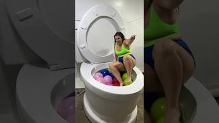 I Was Scared By A Ghost And Fell In The Worlds Largest Toilet With Balloons And Huge Splash #Shorts