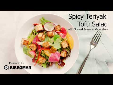 ⁣Kikkoman Food TV Commercial Spicy Teriyaki Tofu Salad with Shaved Seasonal Vegetables