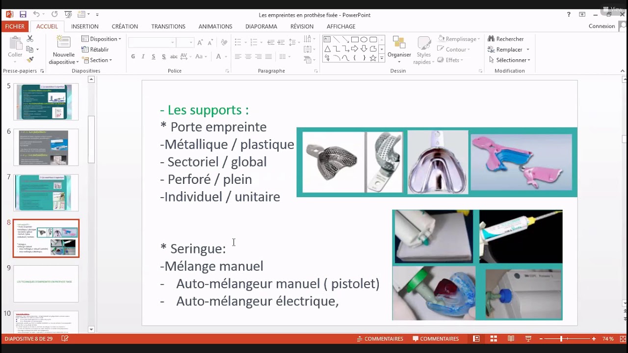 les empreintes en prothèse fixée