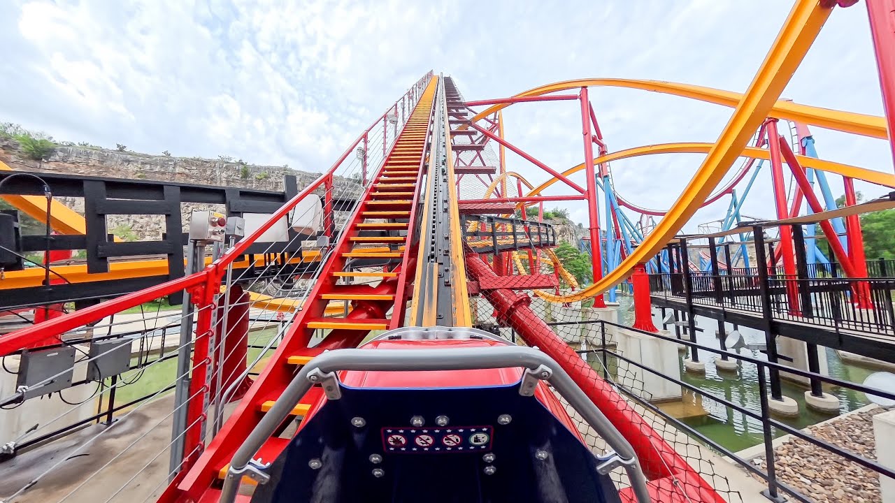 Wonder Woman Coaster at Six Flags [POV] - The World’s First Single Rail ...