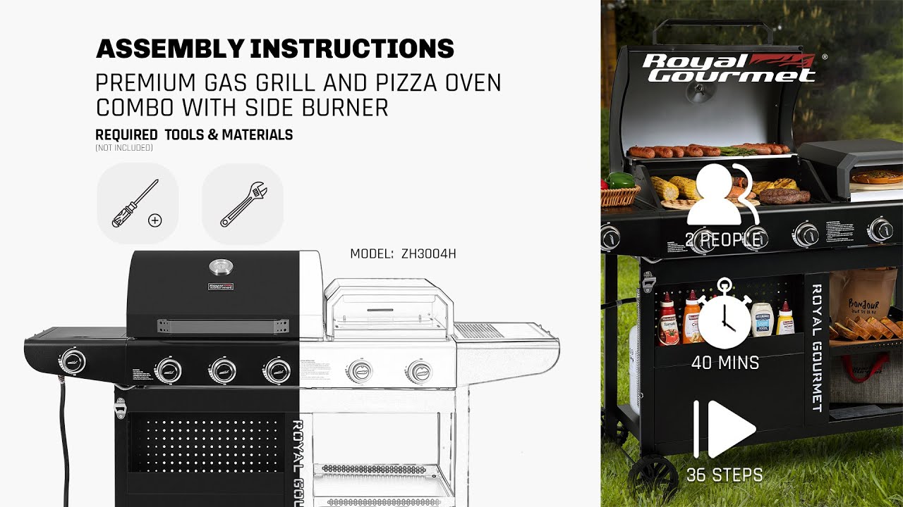 Royal Gourmet®ZH3004H PREMIUM GAS GRILL AND PIZZA OVEN COMBO WITH