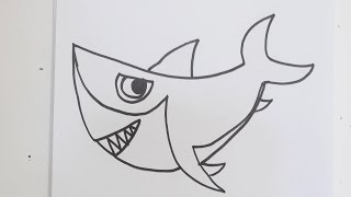 cartoon shark drawing draw drawings paintingvalley