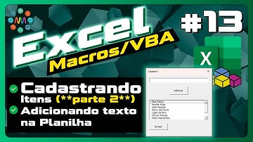EXCEL MACROS AULA 13 - Cadastro simples parte 2 - Cadastrar