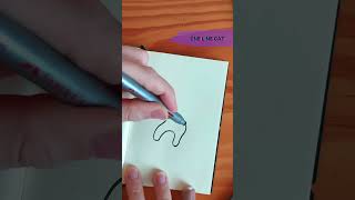 Easy and cute one line cat  🐈 #easydrawing  #stepbystep