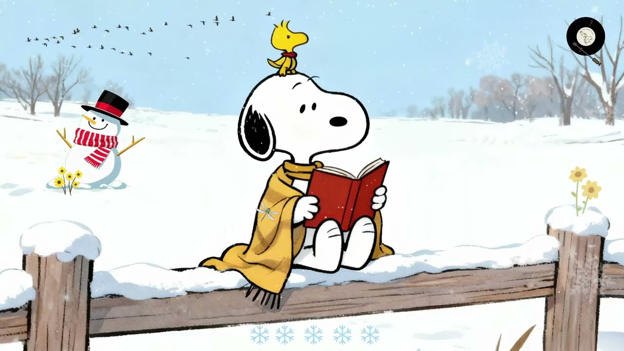 🌨️ Snoopy Calm Winter Reading Time 📖 Snowy Nature Soft White Silence Relaxing Mood