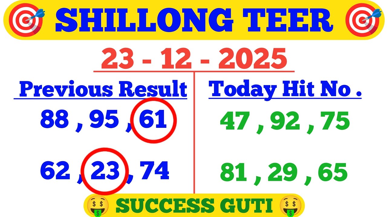 23/12/2025 Shillong Teer Common Number Today || Shillong Teer Target Number Today 