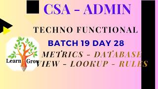 CSA Batch 19|| Day 28 || Metrics - Database View - Lookup - Rules