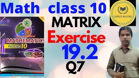 Exercise 19.2 class 10 math Q7 | matrix | Class X Sindh Board | indus maths.