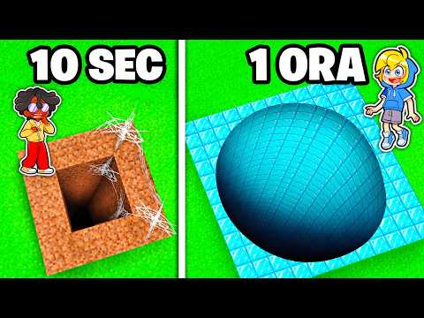 10 Second vs. 1 Hour UNDERGROUND TUNNEL in Minecraft!