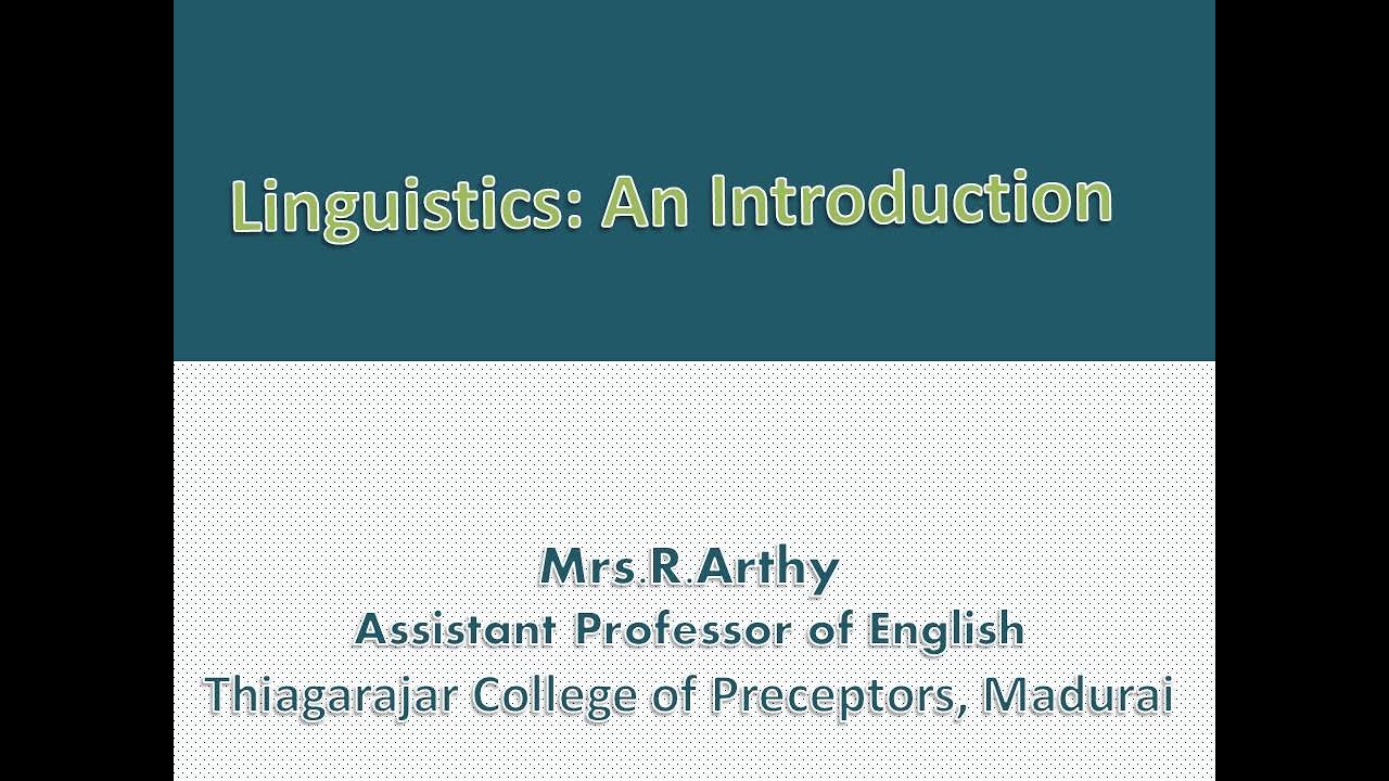 Linguistics An introduction