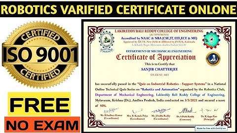 Free Online Robotics Certificate | Free Quiz Certificate | Free Certificate | Knowledge 100 ||