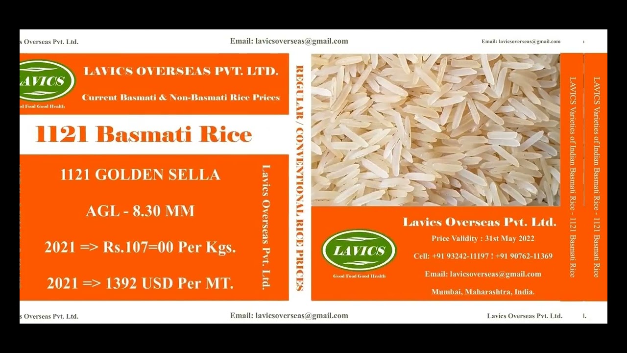 !! 1121 GOLDEN SELLA !! 1121 Basmati Rice !! Price Validity - 31st May 2022 !!