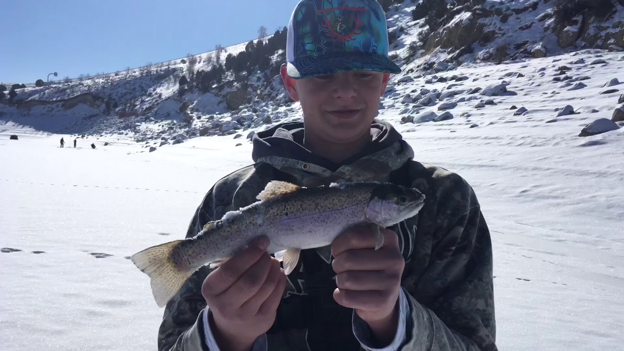 Ice fishing for trout 2019 Echo Reservoir Utah YouTube