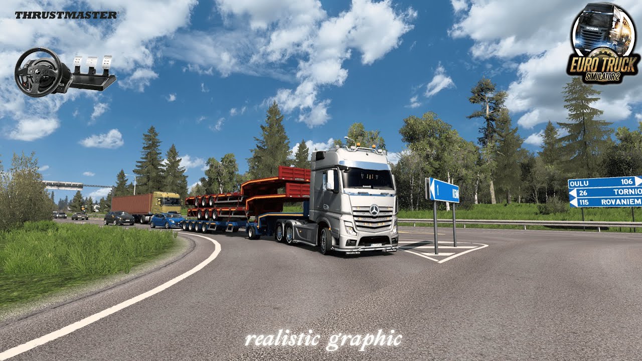 Delivering Low Bed Semi-Trailers with Mercedes-Benz! - Euro Truck Simulator 2 | Thrustmaster T300RS