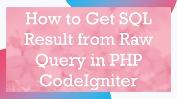 How to Get SQL Result from Raw Query in PHP CodeIgniter