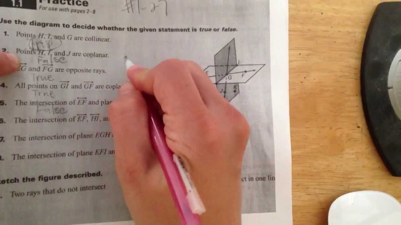 Points, lines, and planes worksheet part 1 - YouTube