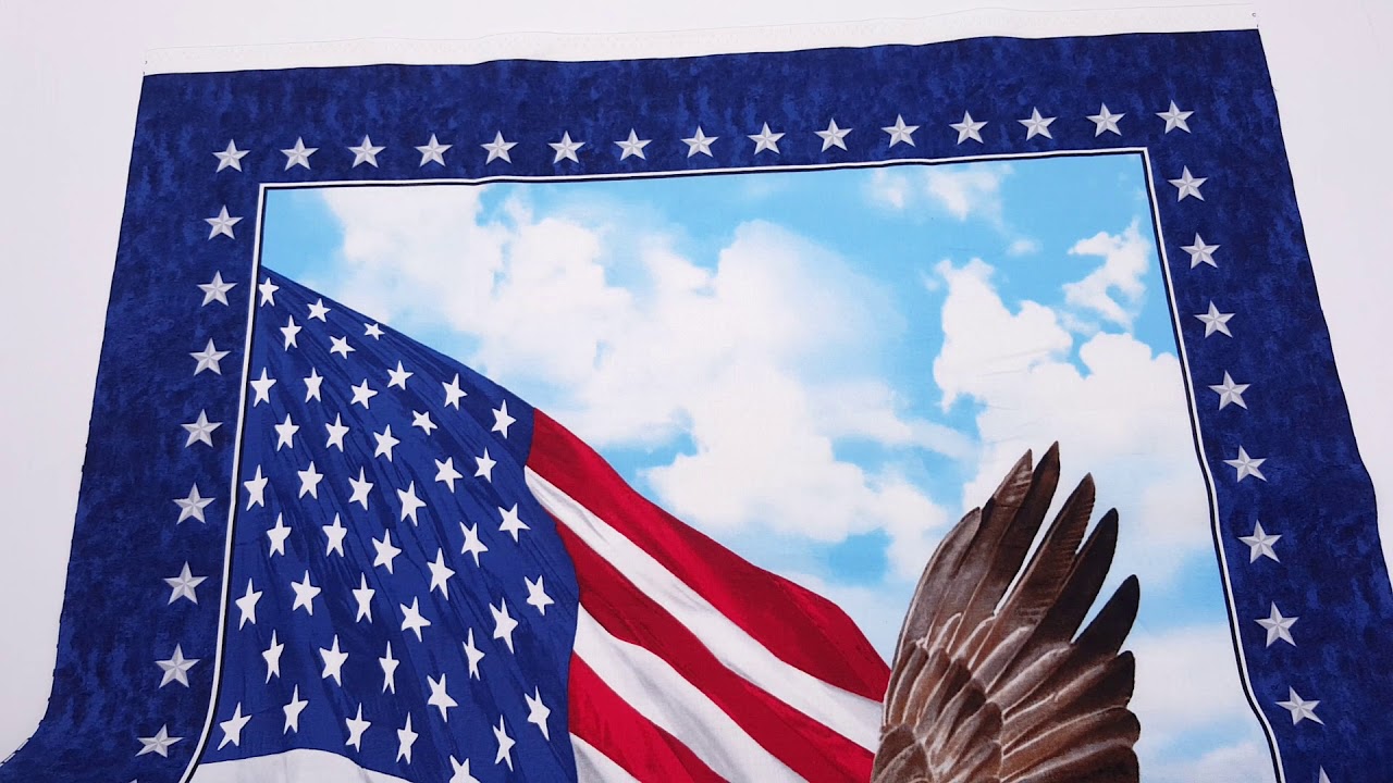 USA flag and bald eagle panel fabric by Timeless Treasures - YouTube
